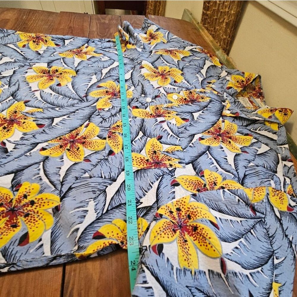 J.Crew 1/4 Button Shirt Re-Imagined Seersucker Floral Hawaiian Classic Men Sz L - Picture 7 of 11